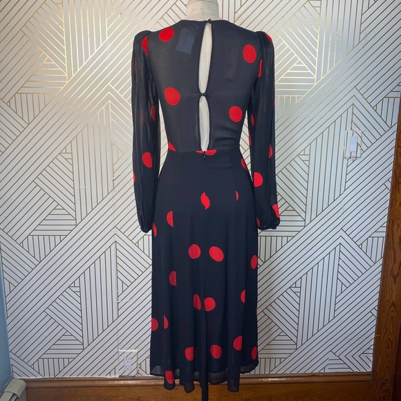 Reformation Luanne Dress Black Red Polka Dot - Picture 7 of 12